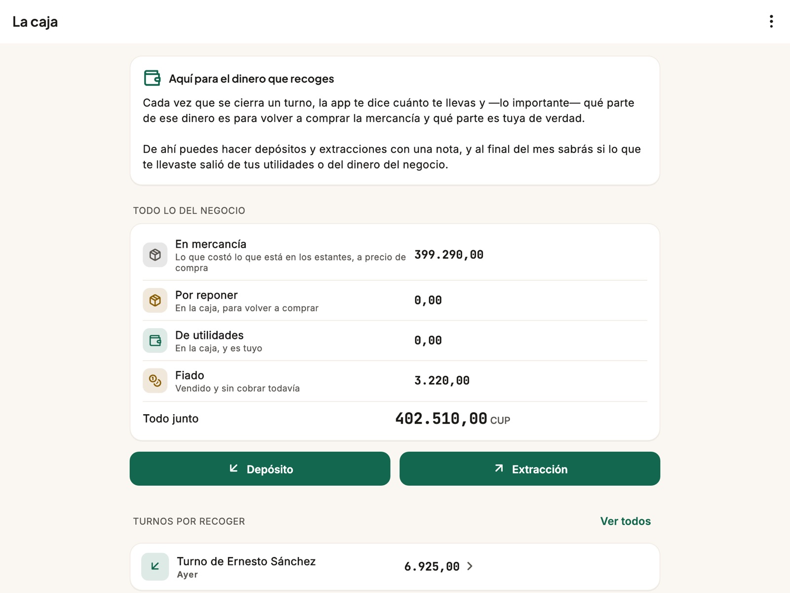 La caja del dueño, con los turnos por recoger