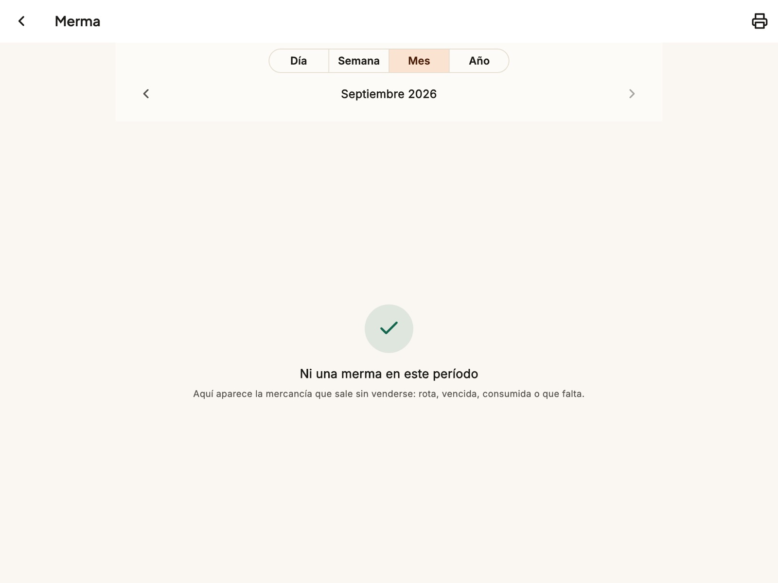 La pantalla de merma